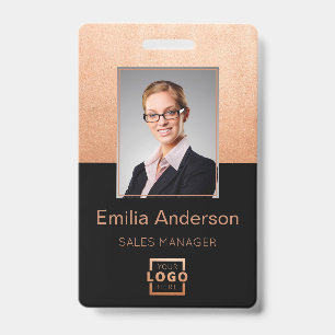 Custom Company Logo Basic Bar Code Employee Photo ID Badge