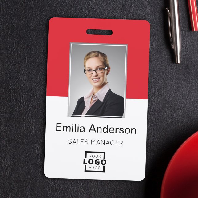 Custom Company Logo Basic Bar Code Employee Photo ID Badge (Creator Uploaded)
