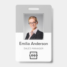 Custom Company Logo Basic Bar Code Employee Photo
