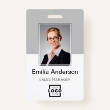 Custom Company Logo Basic Bar Code Employee Photo