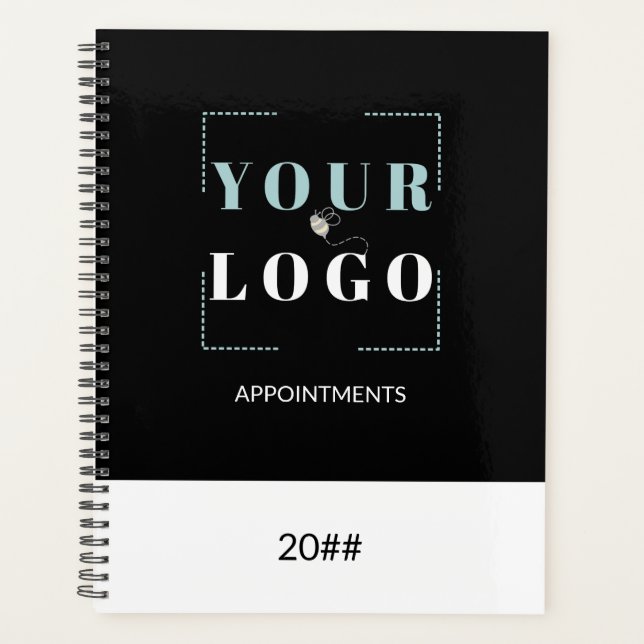 Custom Company Logo Black and White Planner (Front)