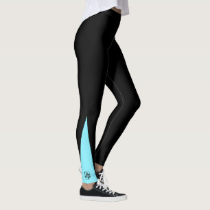 Custom Company Logo Black & Electric-Blue Leggings