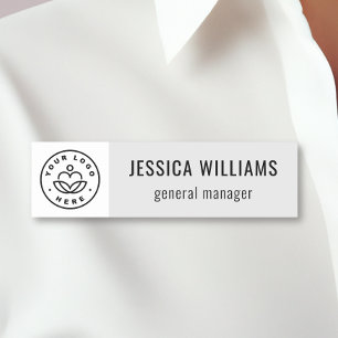 Custom Company Logo Black Employee Gray Name Tag