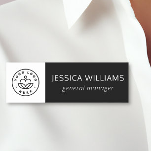 Custom Company Logo Black Employee Name Tag