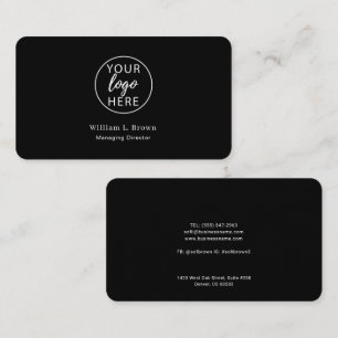 Custom Company Logo Black Minimalist Corporate  Business Card