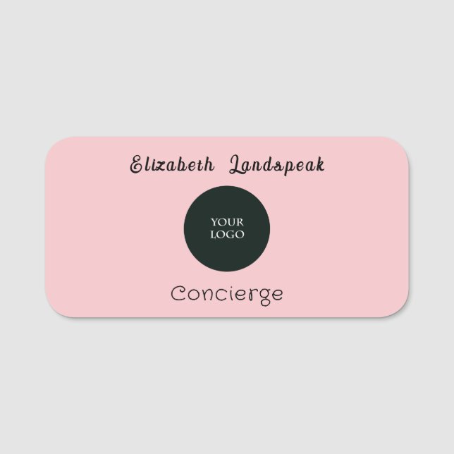 Custom Company Logo Blush Pink Magnetic Name Tag (Front)