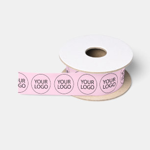 Custom Company Logo Branded Business Black Pink Satin Ribbon