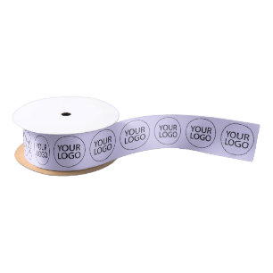 Custom Company Logo Branded Business Black Purple  Satin Ribbon
