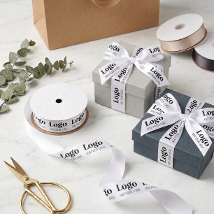 Custom Company Logo Branded Business Gift Wrapping Satin Ribbon