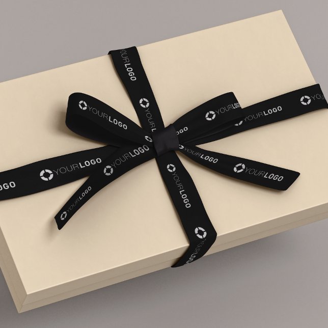 Custom company logo branded business gifts black satin ribbon (Custom company logo branded business gifts black satin ribbon)