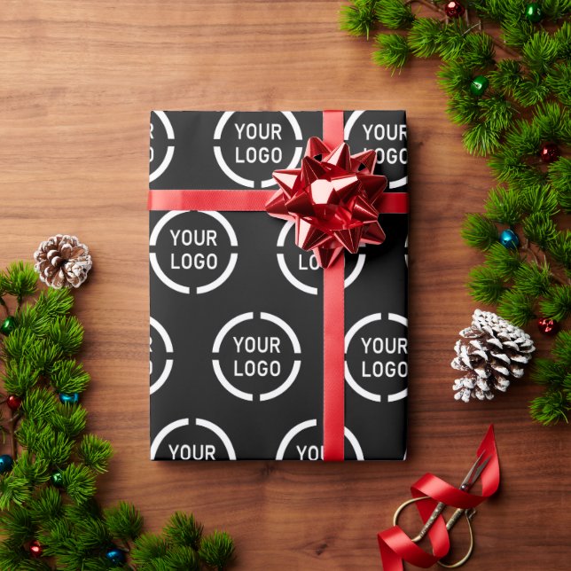 Custom company logo branded business gifts black wrapping paper (Holiday Gift)