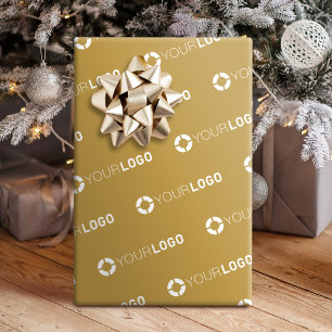 Custom company logo branded business gifts gold wrapping paper