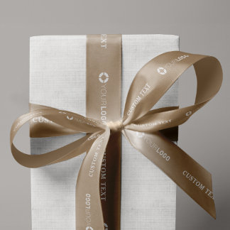 Custom company logo branded business gifts kraft satin ribbon