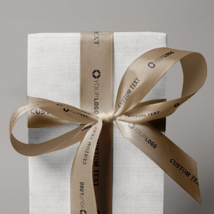 Custom company logo branded business gifts kraft satin ribbon