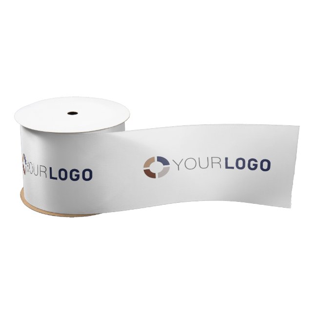 Custom company logo branded business gifts white satin ribbon (Spool)