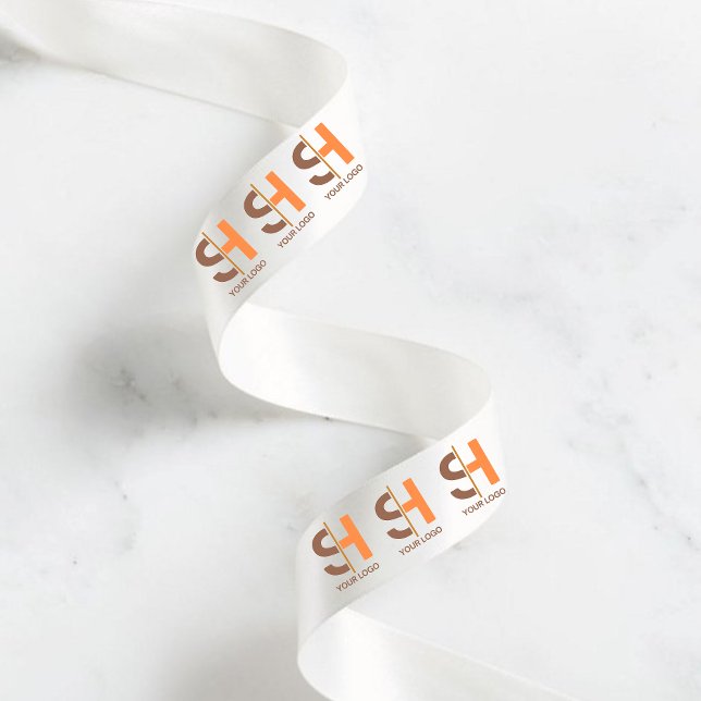 Custom company logo branded business gifts white  satin ribbon (Creator Uploaded)