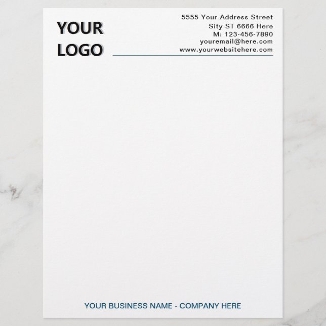 Custom Company Logo Branded Letterhead Example (Front)