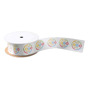 Custom Company Logo Branded Professional White Satin Ribbon
