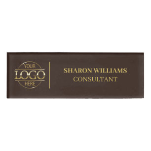 Custom Company Logo Brown Employee Staff Name Tag