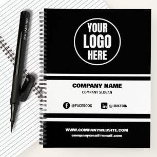 Custom Company Logo Business Branded Black & White Notebook
