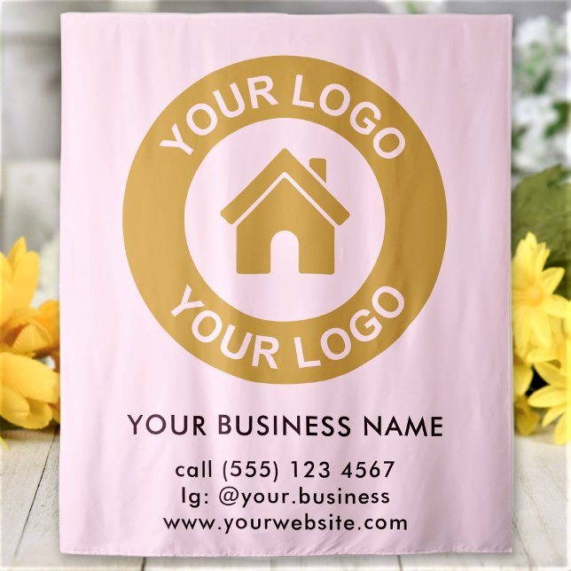 Custom Company Logo Business Event Pink Tapestry (Creator Uploaded)
