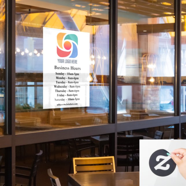 Custom Company Logo Business Hours Minimalist Window Cling (Restaurant Window)