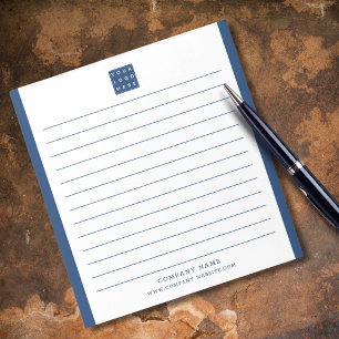 Custom Company Logo Business Name Blue Border Notepad