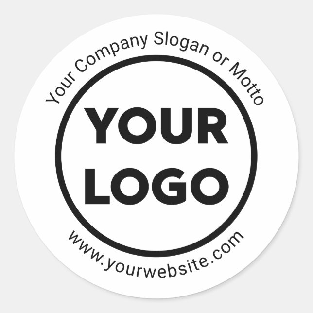 Custom Company Logo, Business Website and Slogan Classic Round Sticker (Front)