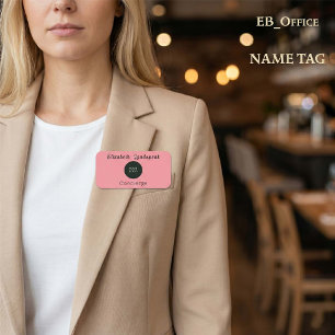 Custom Company Logo Chic Pink Magnetic Name Tag