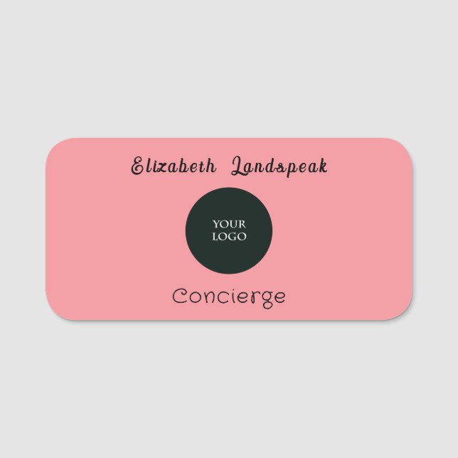 Custom Company Logo Chic Pink Magnetic Name Tag (Front)
