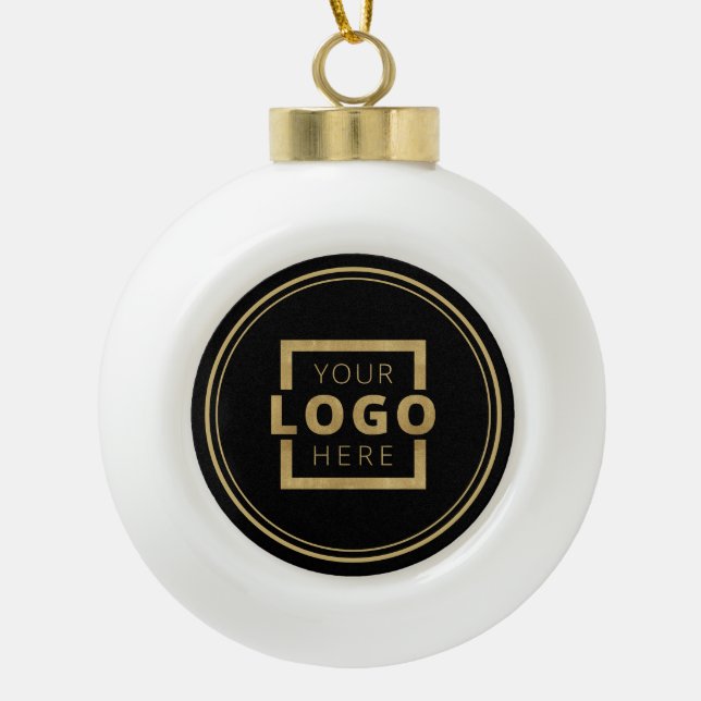 Custom Company Logo Christmas Elegant Party Ceramic Ball Christmas Ornament (Front)