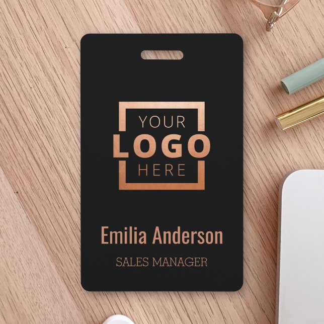 Custom Company Logo Copper Barcode Office Employee ID Badge (Creator Uploaded)
