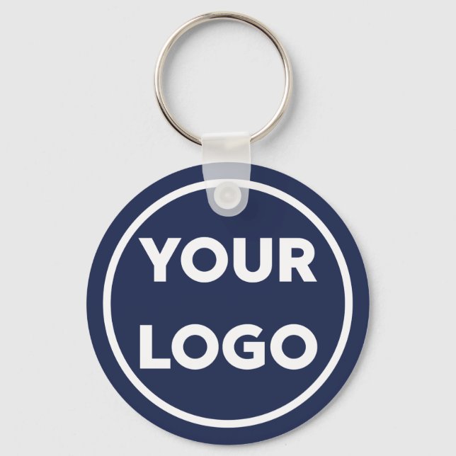 Custom Company Logo Corporate Swag Navy Blue Key Ring (Front)