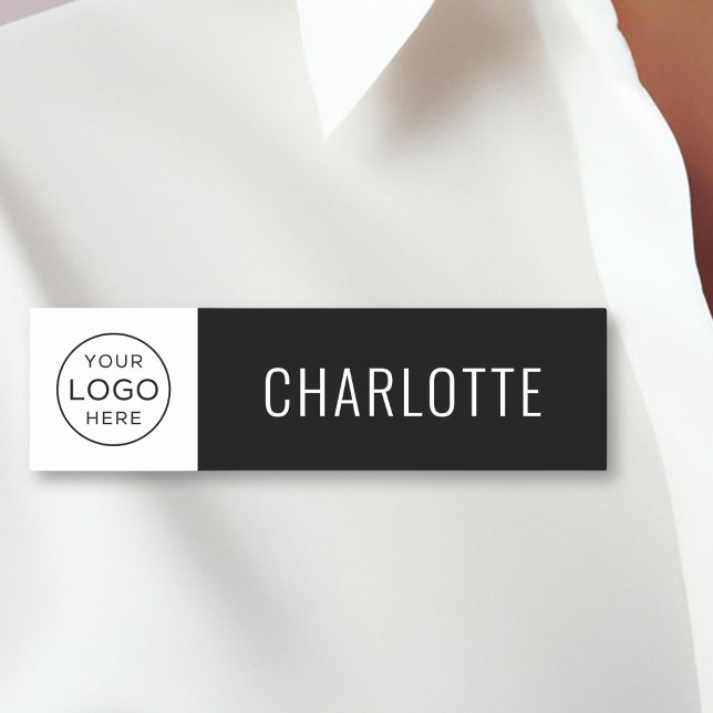 Custom Company Logo Employee Black Name Tag (Creator Uploaded)