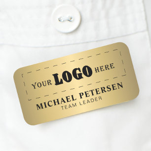 Custom company logo employee faux gold name tag