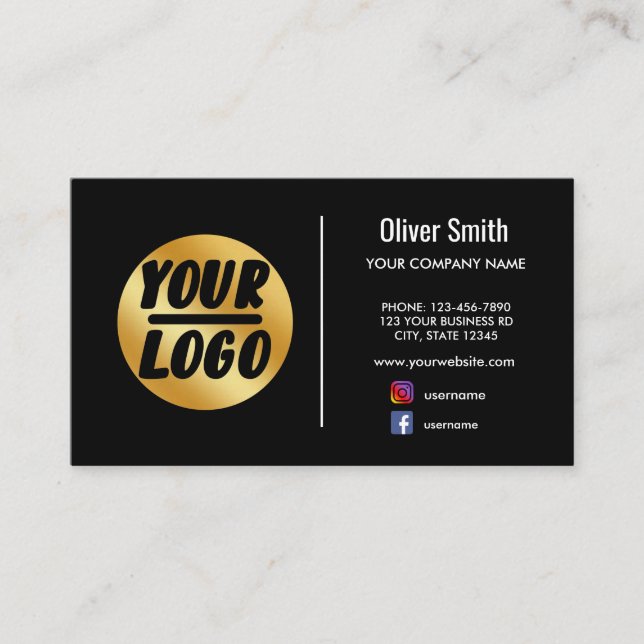 custom company logo gold Black Retro or any colour Business Card (Front)