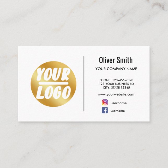 custom company logo gold white Retro or any colour Business Card (Front)