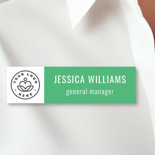 Custom Company Logo Green Employee Name Tag