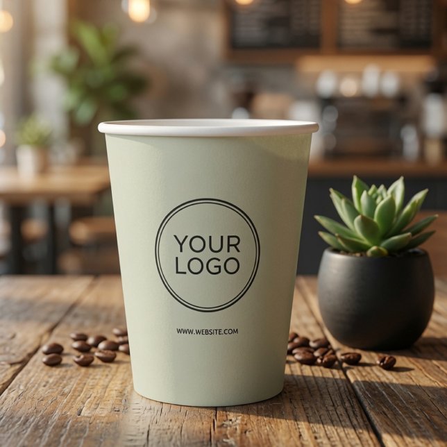Custom Company Logo Green  Paper Cups (Creator Uploaded)
