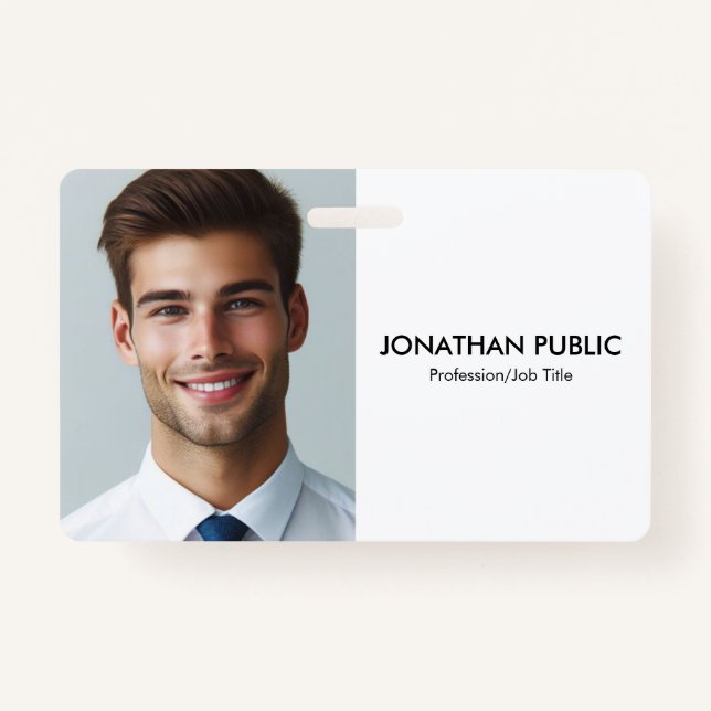 Custom Company Logo Here Employee Photo Template ID Badge (Front)