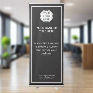 Custom Company Logo l Modern Black & White Text Retractable Banner