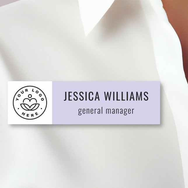Custom Company Logo Lavender Employee Name Tag (Creator Uploaded)