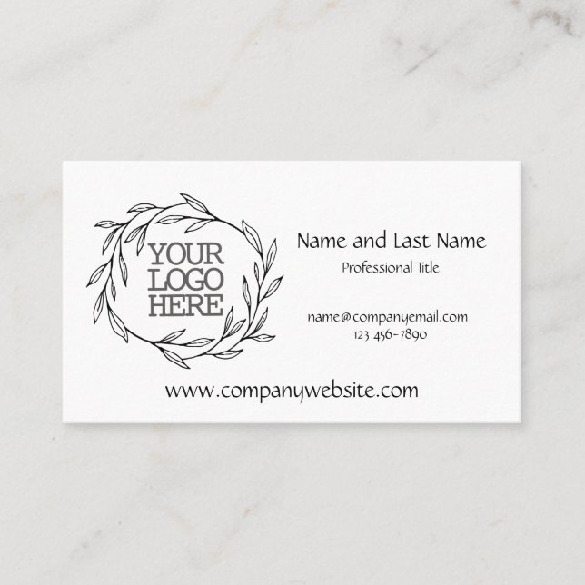 Custom  Company Logo Leaves Wreath Business Card (Front)