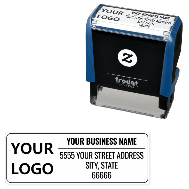 Custom Company Logo Name Address Self-Inking Stamp (In Situ)