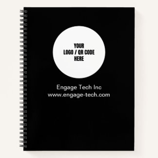 Custom Company Logo Name Black Modern Minimalist Notebook