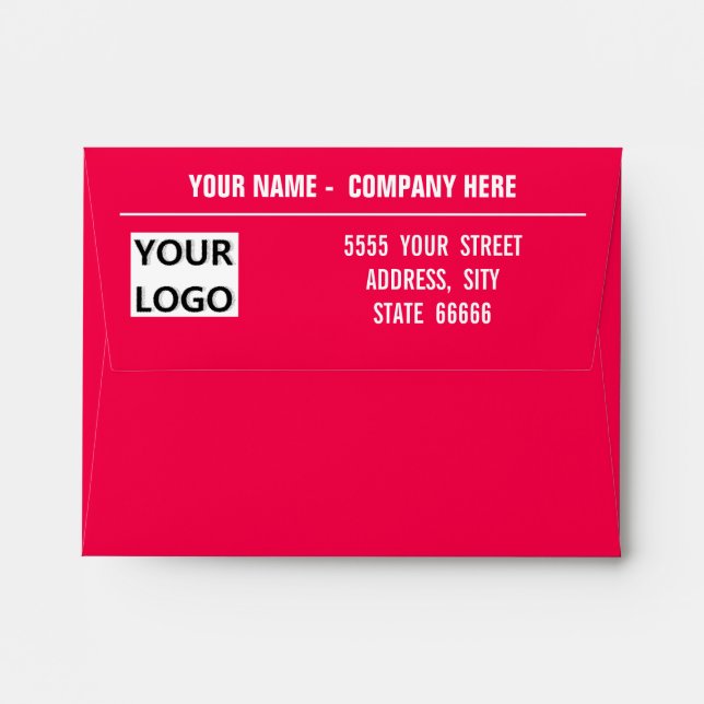 Custom Company Logo Name Business Address Envelope (Back (Top Flap))