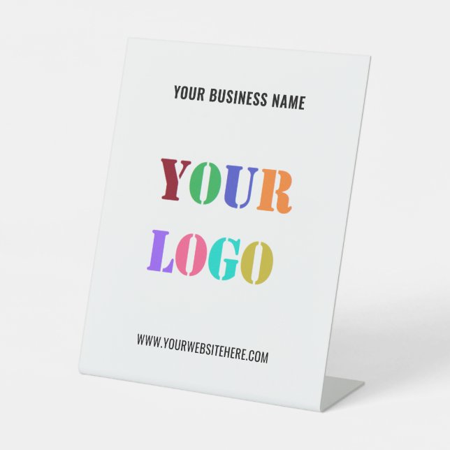 Custom Company Logo Name Business Pedestal Sign (Front)