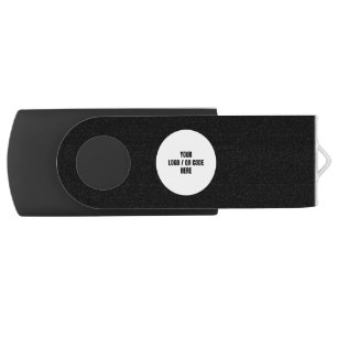 Custom Company Logo   Name   Stylish Black Modern USB Flash Drive