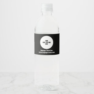 Custom Company Logo   Name   Stylish Black Modern Water Bottle Label