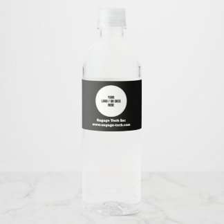 Custom Company Logo | Name | Stylish Black Modern Water Bottle Label
